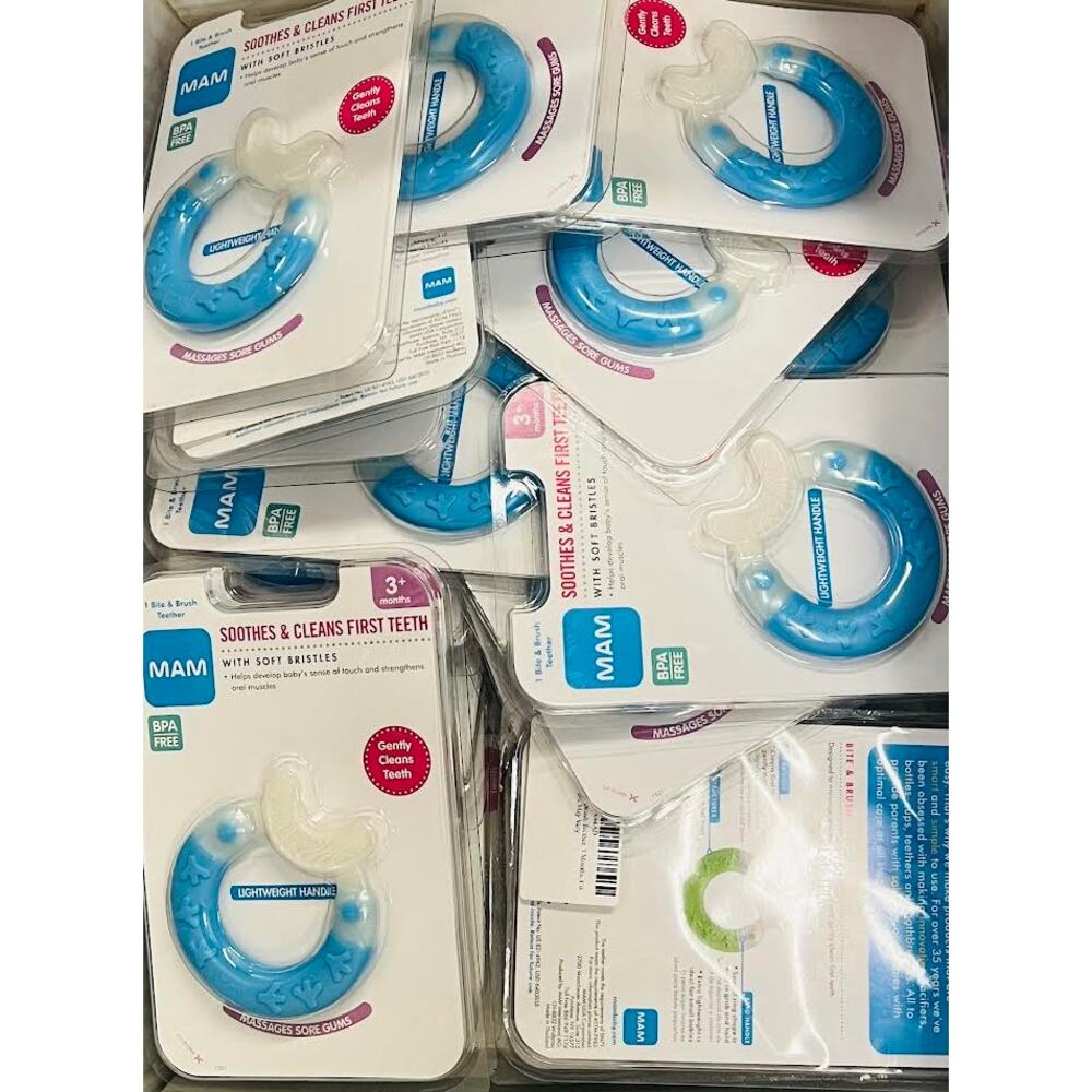 Lot of 27-MAM Bite and Brush Teether, 3 Months, Colors Blue‎